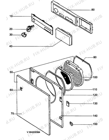 Взрыв-схема стиральной машины Aeg T3300 - Схема узла W40 Panel, AEG-door DGN, TN  D